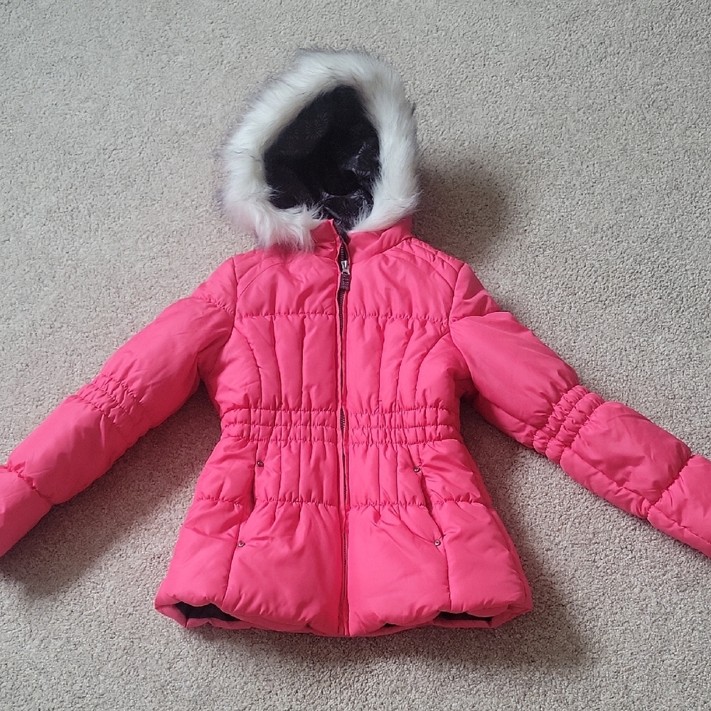 London Fog Pink Puffer Coat with Quilted Design